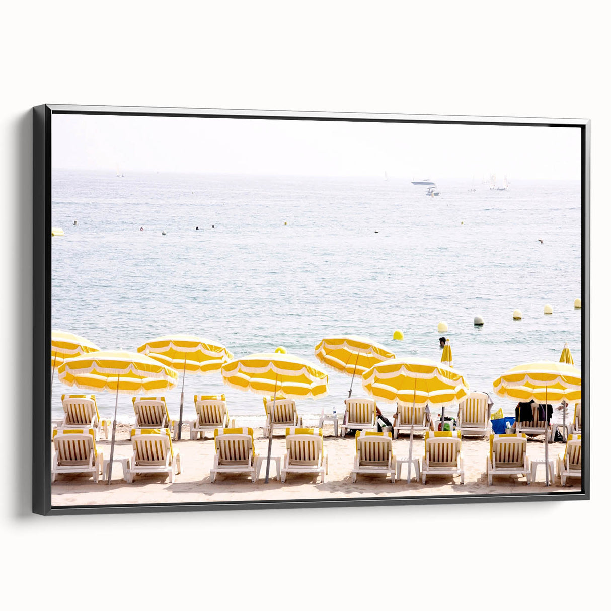 Black and white landscape painting on framed canvas, featuring a vintage poster art style, ideal for bedroom wall decor.