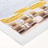 Art deco poster featuring geometric patterns in muted gold and navy, printed on rolled canvas.