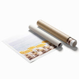 Extra large rolled canvas featuring a floral design in pastel shades.