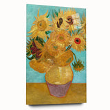 Large abstract wall art on acrylic glass showing dynamic swirls in blue and yellow tones.