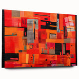 Abstract wall art showcasing vibrant strokes in multiple colors, displayed in a sleek acrylic frame, highlighting modern design aesthetics for home decor.