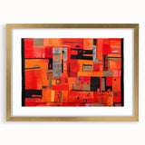 Abstract wall art featuring vibrant gold and blue strokes in a sleek frame with a white mat, ideal for modern home decor. Perfect for adding elegance to living spaces.