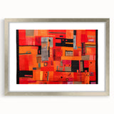 Abstract wall art featuring colorful strokes in a silver frame with a mat, ideal for modern home decor. This stylish piece adds a vibrant touch to any living space.
