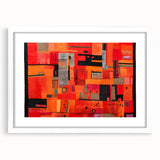 Abstract strokes wall art framed with a white mat, showcasing vibrant colors and dynamic patterns, ideal for modern home decor and artistic expression.