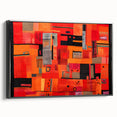 Framed canvas wall art showcasing a striking abstract design with bold black strokes, set against a neutral background, perfect for modern home decor.