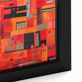 Framed canvas wall art showcasing vibrant abstract strokes in shades of blue, pink, and gold, set against a textured background, perfect for modern decor.