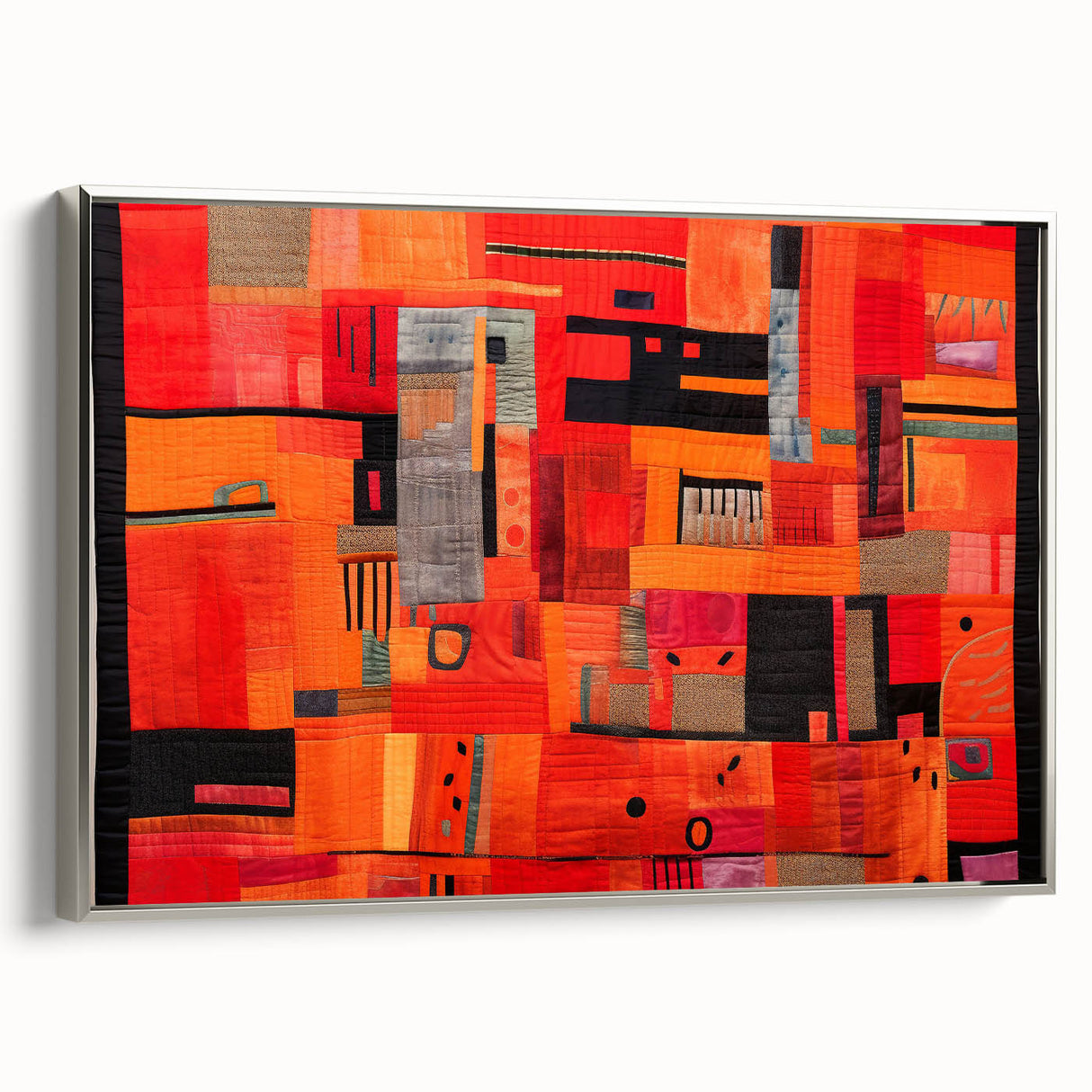 Framed canvas wall art showcasing abstract silver strokes on a textured background, displayed from a side angle, perfect for modern home decor enhancement.