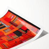 Abstract wall art print showcasing vibrant strokes in bold colors, rolled for easy shipping. Ideal for modern decor, adding a splash of creativity to any space.