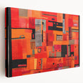Abstract wall art featuring colorful strokes in vibrant hues of blue, pink, and yellow on a stretched canvas, perfect for modern home decor.