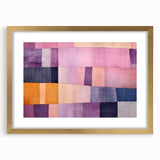 Abstract strokes wall art framed in gold with a white mat, showcasing vibrant colors and dynamic brushwork, ideal for modern home decor or gallery display.