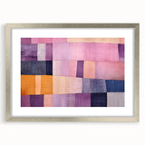 Abstract strokes wall art framed in silver with a mat, showcasing vibrant colors and dynamic shapes, perfect for modern home decor and artistic interiors.