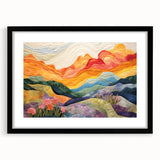 Abstract strokes wall art framed in black with a white mat, showcasing dynamic, colorful brushstrokes that enhance modern interior decor aesthetics.