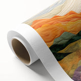 Abstract wall art on rolled canvas showcasing vibrant strokes in shades of blue, orange, and yellow, perfect for modern home decor. Packaged securely in a sturdy cardboard tube for safe delivery.