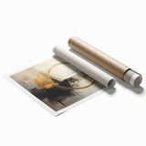 Abstract wall art print showcasing vibrant strokes in shades of blue, orange, and yellow. Ideal for modern home decor, emphasizing creativity and style.