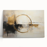 Abstract wall art featuring colorful strokes on a stretched canvas, leaning against a wall. This vibrant piece adds a modern touch to any decor, perfect for art enthusiasts.