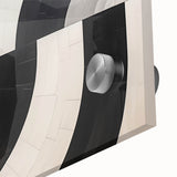 Close-up view of vibrant abstract strokes wall art design printed on acrylic glass, showcasing bold colors and fluid shapes, perfect for modern decor.