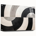 Abstract wall art design featuring colorful strokes on acrylic glass, showcasing a modern aesthetic. The side view highlights the sleek pins securing the artwork, ideal for contemporary decor.