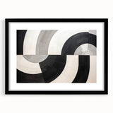 Abstract wall art print featuring dynamic strokes in vibrant colors, framed in black with a white mat, perfect for modern home decor. Ideal for adding a contemporary touch to living spaces.