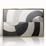 Framed abstract wall art featuring bold gold strokes on a white background, perfect for modern home decor, showcasing a contemporary artistic style.