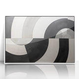 Framed acrylic wall art featuring abstract strokes in soft white and gray tones, adding a modern touch to any home decor. Ideal for minimalist interiors.
