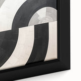 Close-up of framed abstract strokes wall art on canvas, showcasing vibrant colors of blue, orange, and yellow. Ideal for modern home decor, enhancing aesthetic appeal.