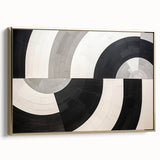Framed abstract strokes wall art featuring a captivating blend of gold and neutral tones, showcased in a modern setting, perfect for contemporary decor.