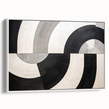 Framed abstract strokes wall art in neutral tones, showcasing a modern design with white accents. Ideal for contemporary home decor, enhancing any space's aesthetic.