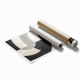 Abstract strokes wall art print showcasing vibrant colors and dynamic shapes, ideal for modern home decor. Rolled and neatly packaged for easy display.