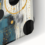 Close-up view of abstract strokes wall art on acrylic glass, showcasing vibrant colors and fluid patterns, perfect for modern home decor and artistic expression.