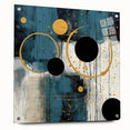 Abstract strokes wall art displayed in a side view, showcasing vibrant colors and textures on acrylic glass, elegantly secured with pins for a modern aesthetic. Perfect for enhancing contemporary decor.