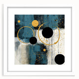 Abstract strokes wall art framed in white with a mat, showcasing vibrant colors and dynamic patterns, perfect for modern home decor or office spaces.