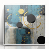 Framed abstract strokes wall art in white acrylic, showcasing vibrant colors and dynamic patterns, perfect for modern home decor and artistic expression.