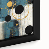 Close-up of a framed abstract strokes wall art piece showcasing vibrant colors and dynamic brushwork, ideal for modern home decor. Perfect for adding a splash of creativity to any room.