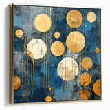 Framed abstract wall art featuring elegant silver and gold strokes on a textured canvas, ideal for modern home decor and artistic interior design.