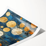 Abstract strokes wall art print showcasing vibrant hues of blue, orange, and yellow, rolled and ready for display, perfect for modern home decor.