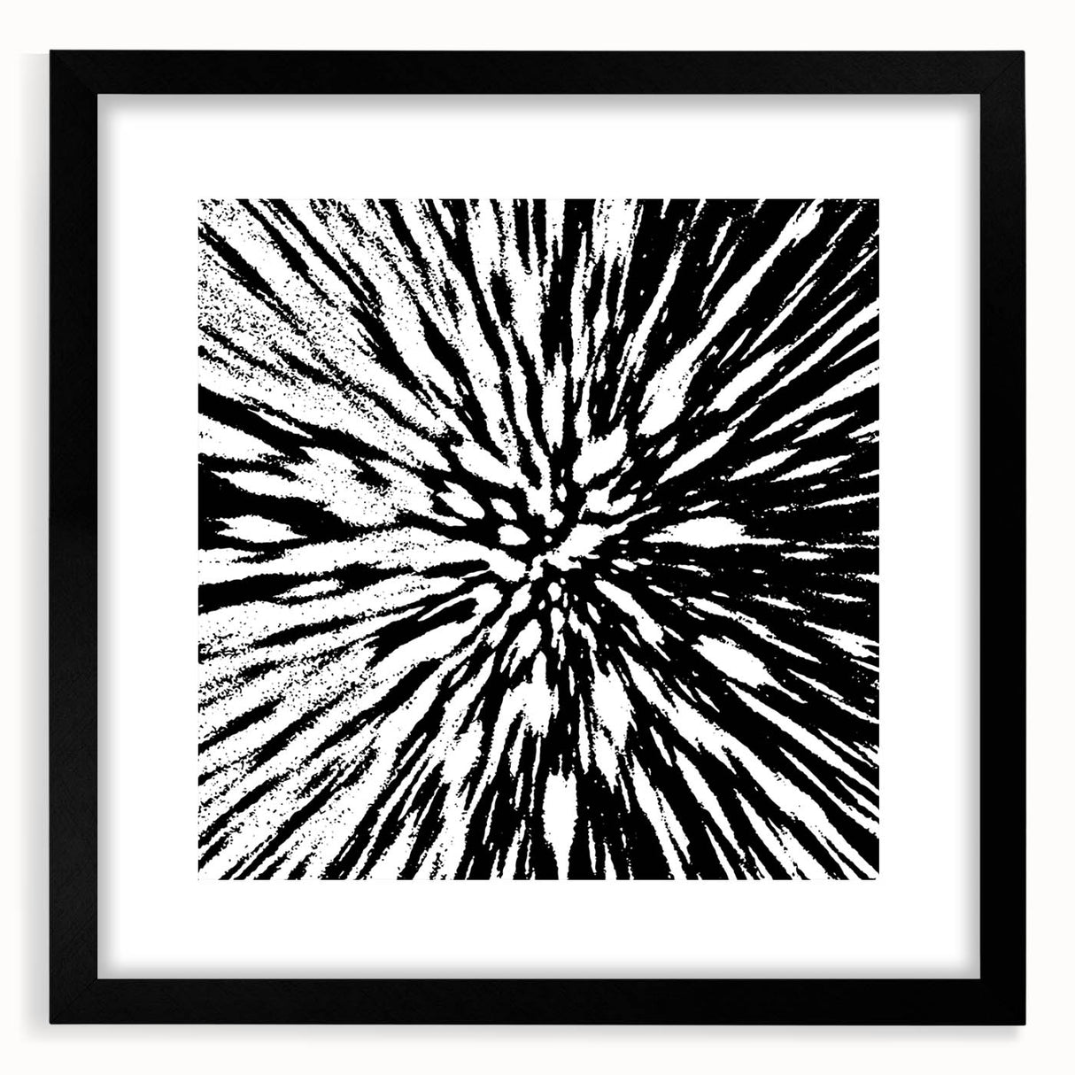 Black and White Abstract Art - Explosive Burst Monochrome Design