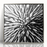 Framed abstract wall art featuring silver strokes on a textured background, enhancing modern decor with its sleek design and sophisticated elegance. Ideal for contemporary spaces.