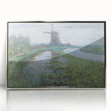Modern Wall Art - Moonlit Landscape with Dutch Windmill