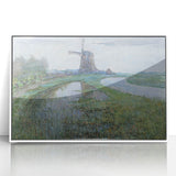 Modern Wall Art - Moonlit Landscape with Dutch Windmill