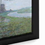 Modern Wall Art - Moonlit Landscape with Dutch Windmill