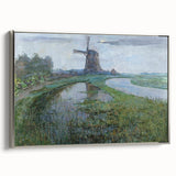 Modern Wall Art - Moonlit Landscape with Dutch Windmill
