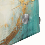 Turquoise and Gold Abstract Art - Minimalist Circular Design