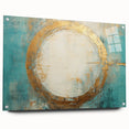 Turquoise and Gold Abstract Art - Minimalist Circular Design