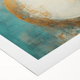 Turquoise and Gold Abstract Art - Minimalist Circular Design