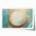Turquoise and Gold Abstract Art - Minimalist Circular Design