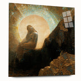 Modern Wall Art: Enigmatic Melancholy in Golden Tones
