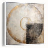 Framed canvas artwork displaying an abstract design with colorful strokes on a white background, showcasing a modern aesthetic ideal for contemporary home decor.