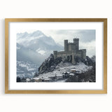 Elegant gold-framed landscape artwork showcasing a picturesque castle scene, accented with a white mat, ideal for home decor or gallery display. The intricate details and vibrant colors enhance any room's aesthetic, making it a perfect addition for art enthusiasts.
