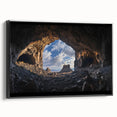 Framed canvas art depicting a stunning cave landscape with rich textures and deep colors, showcasing nature's beauty and perfect for home decor.