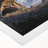 Vibrant rolled canvas featuring a stunning landscape scene with intricate cave formations, showcasing rich colors and textures, perfect for home decor or art collectors.